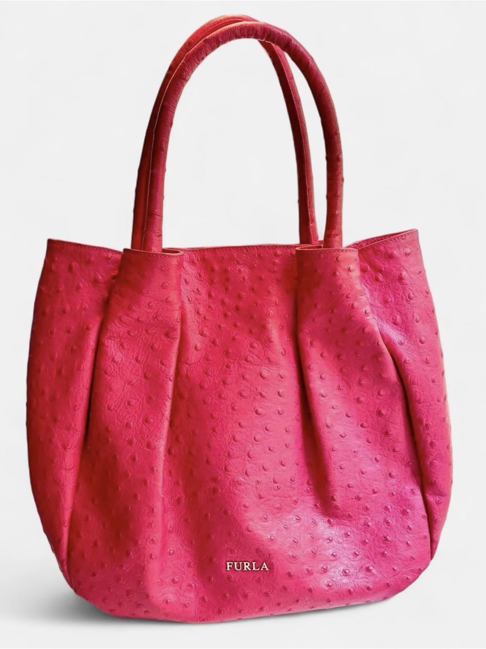 Furla Coral Ostrich-Embossed Leather Tote